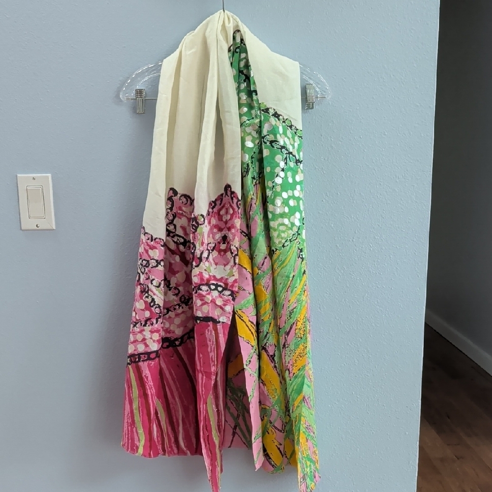 Petrusse Cotton Linen Floral Multicolor Stole Scarf